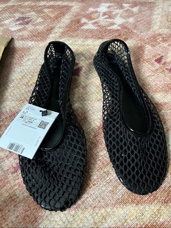 Mango Shoes - Mango Black Mesh Slingback Flats